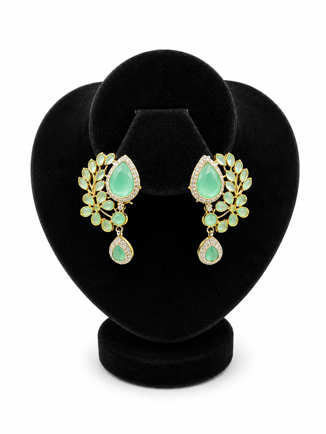 Mint Fresco Leaf Spray Drop Earrings