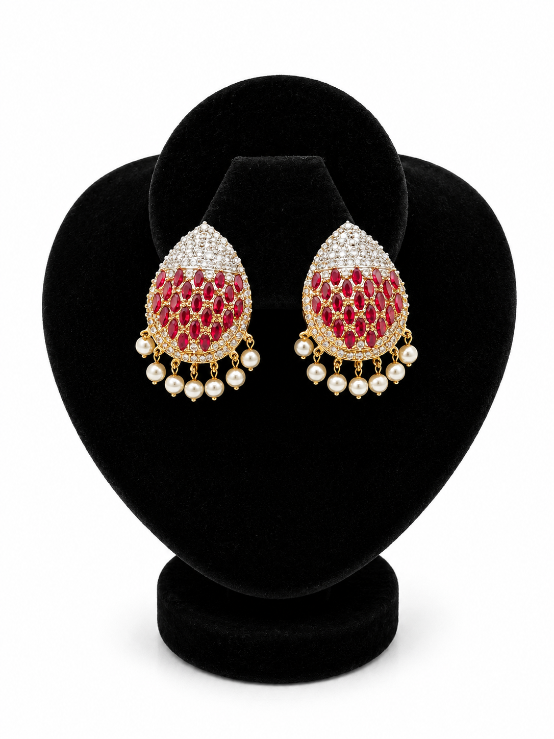 Ruby Kundan Teardrop Jhumkis