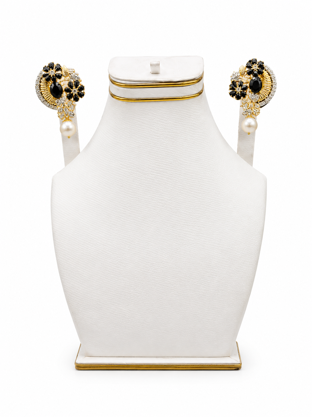 Noir Blossom Studs with Pearl Drop