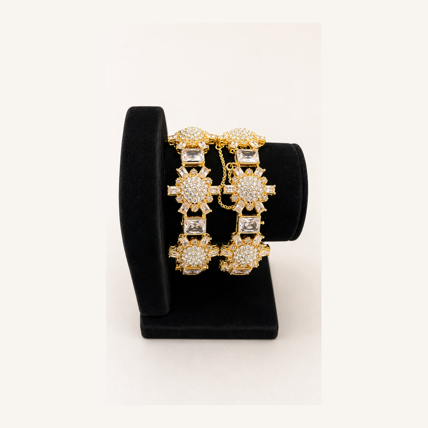 Crystal Floral Bangle Set