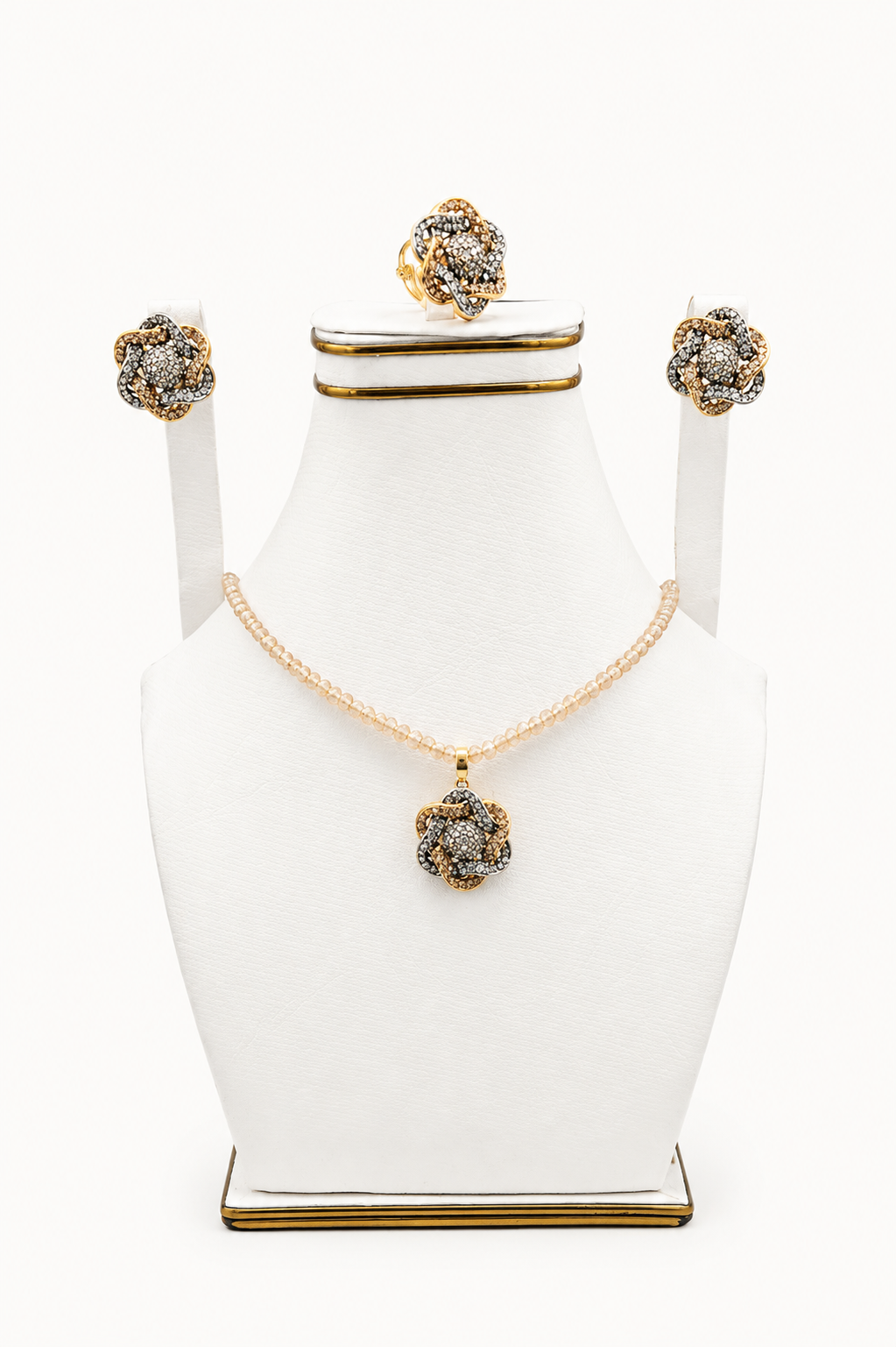 Golden Knot Beaded Pendant Set