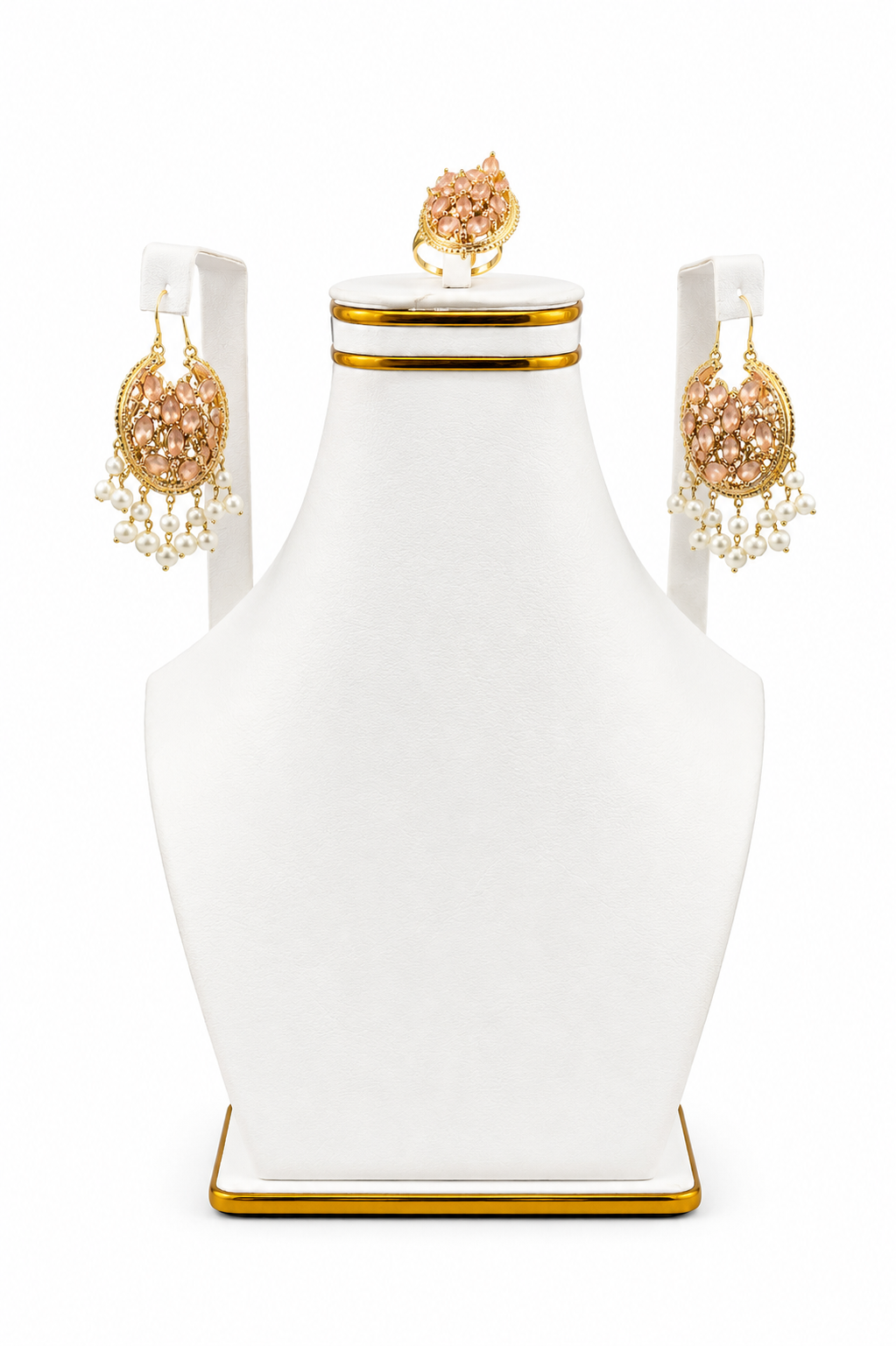 Champagne Floral Pearl Fringe Hoop Set