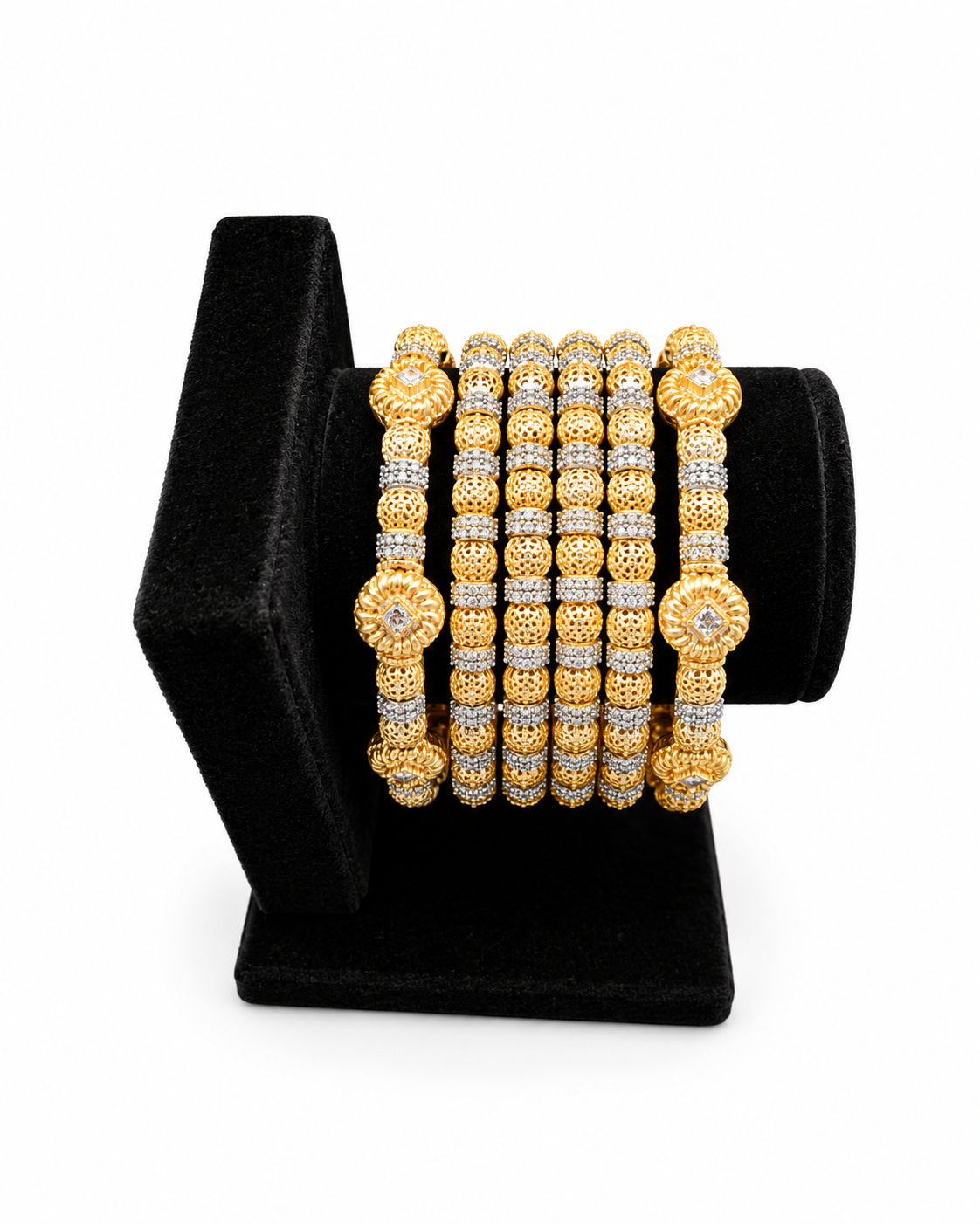 Gold Pavé Crystal Bangle Stack (Set of 6)
