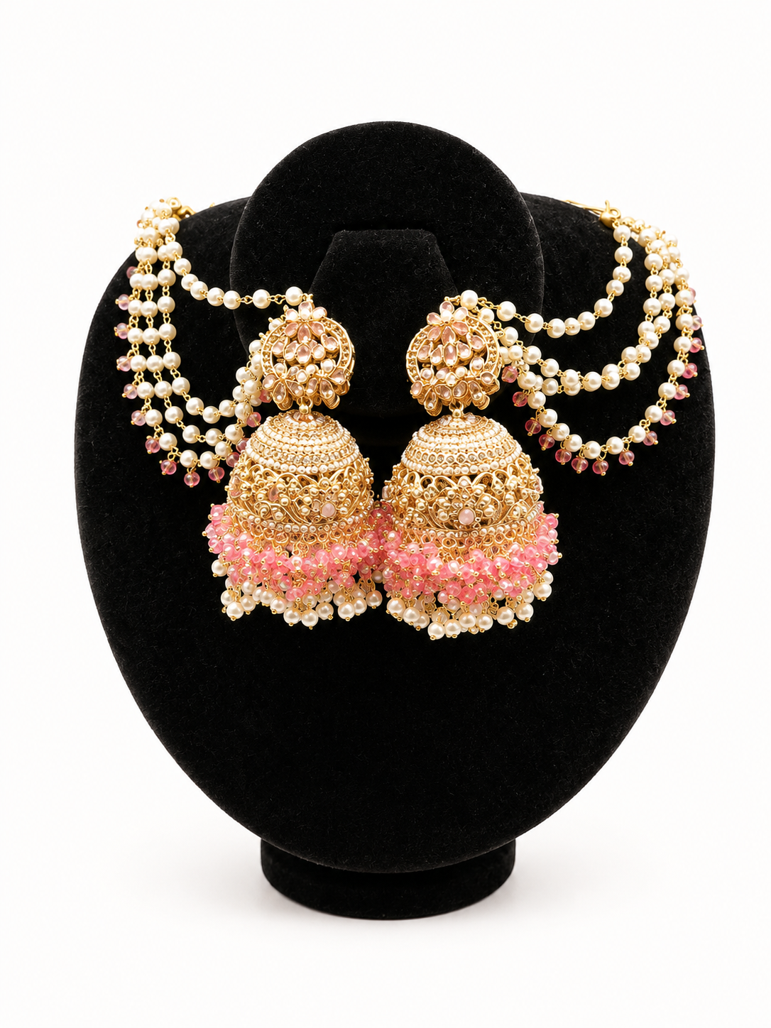 Blush Pearl Drape Jhumka Earring Set