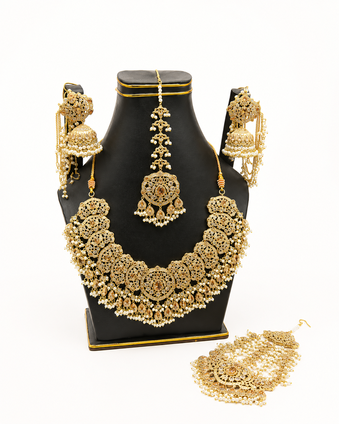 Antique Gold Champagne Bridal Necklace Set