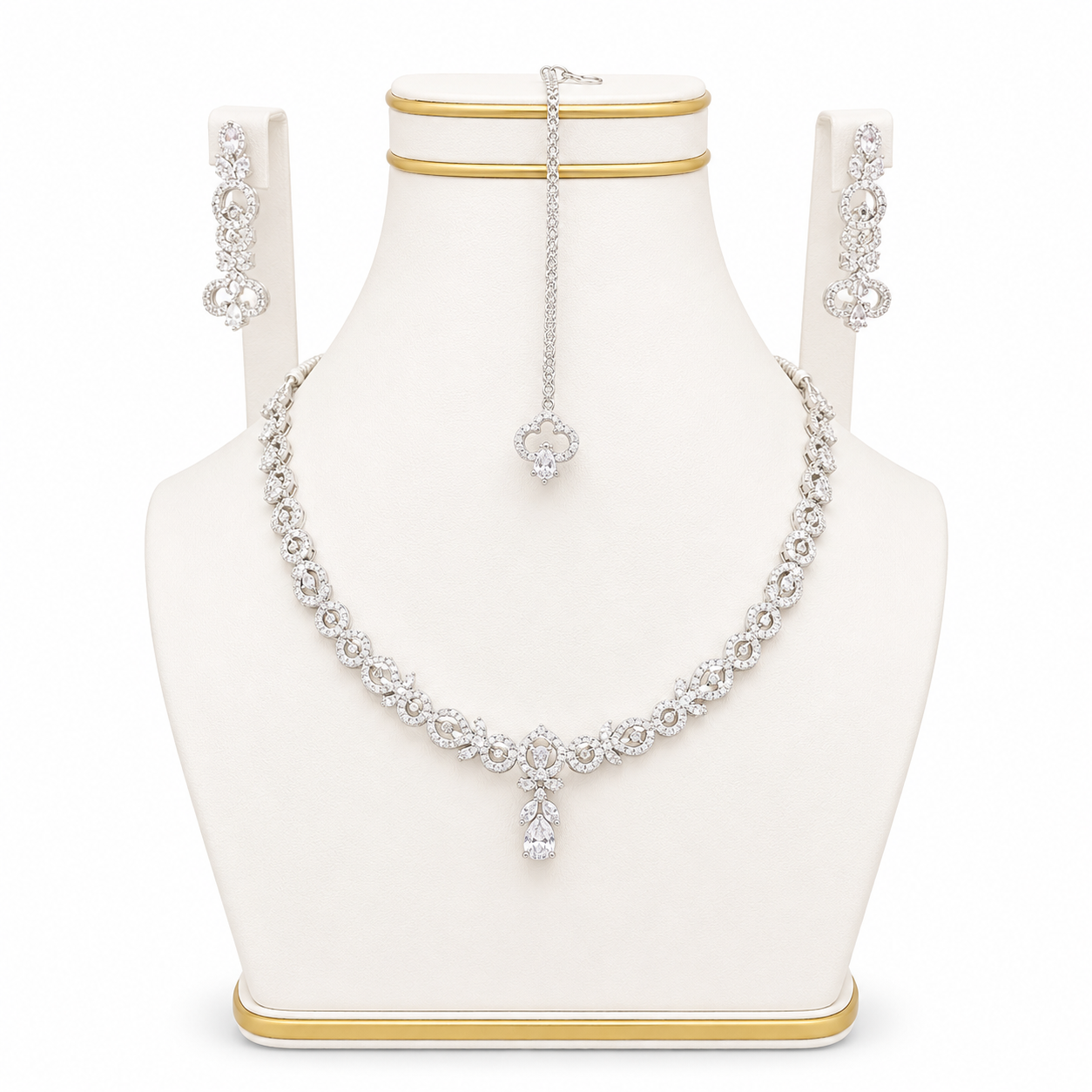Crystal Vine Necklace Set with Drop Pendant