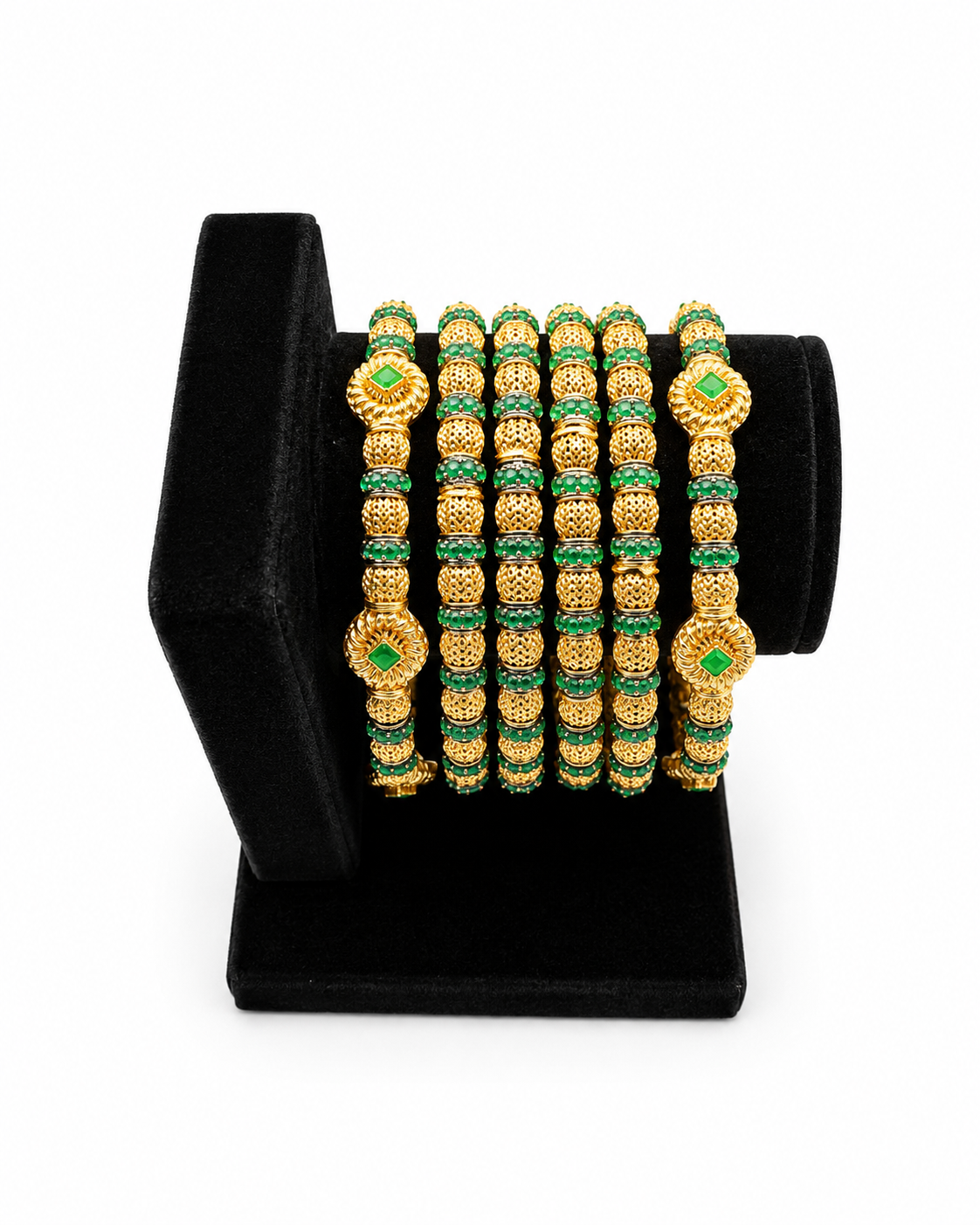 Emerald Filigree Bangle Stack (Set of 6)