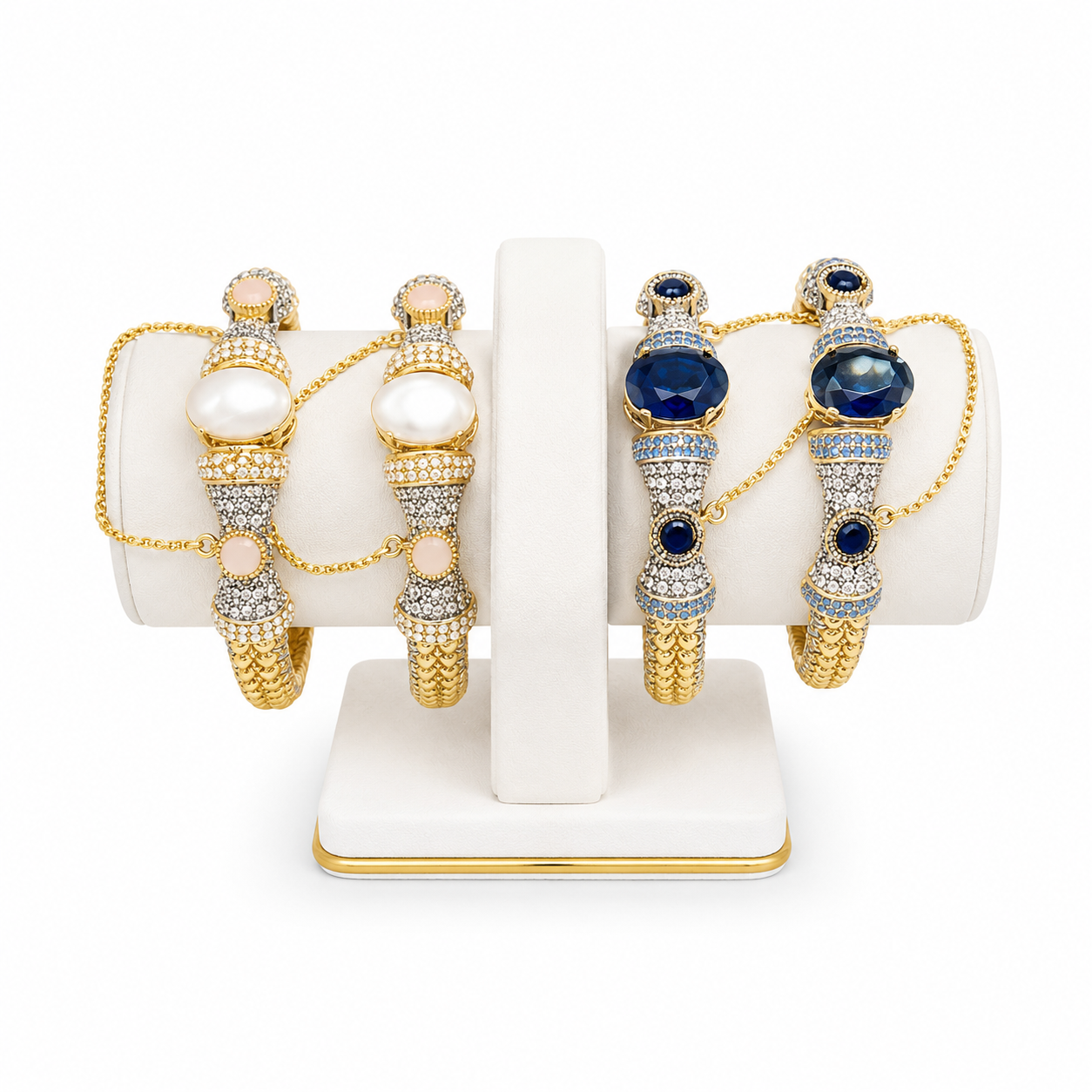 Royal Sapphire & Pearl Cuff Duo Collection