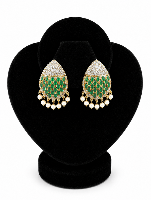 Emerald Kundan Teardrop Jhumki