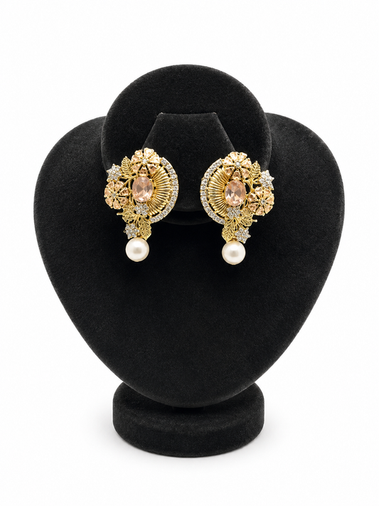 Champagne Blossom Drop Studs
