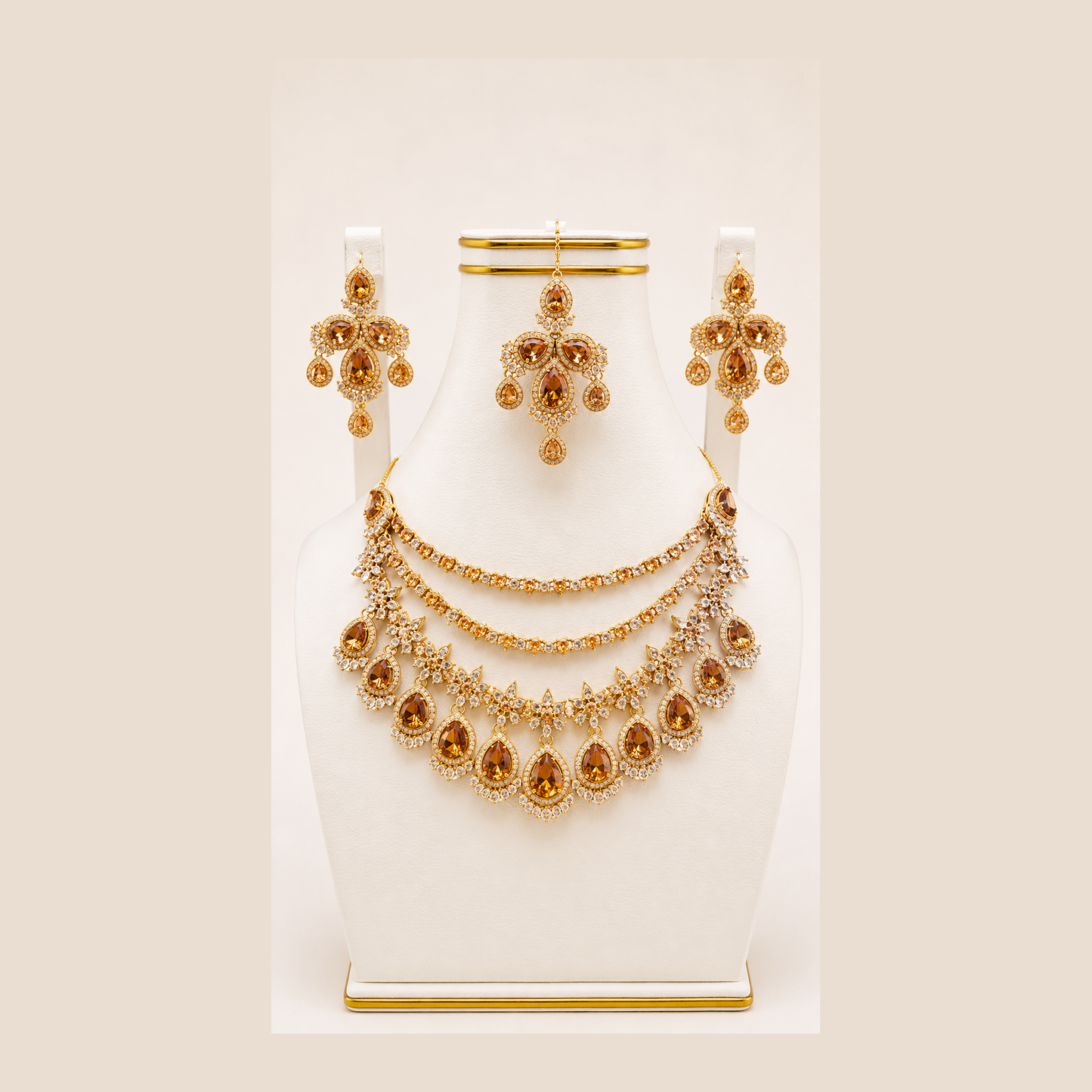 Champagne Topaz Bridal Necklace Set
