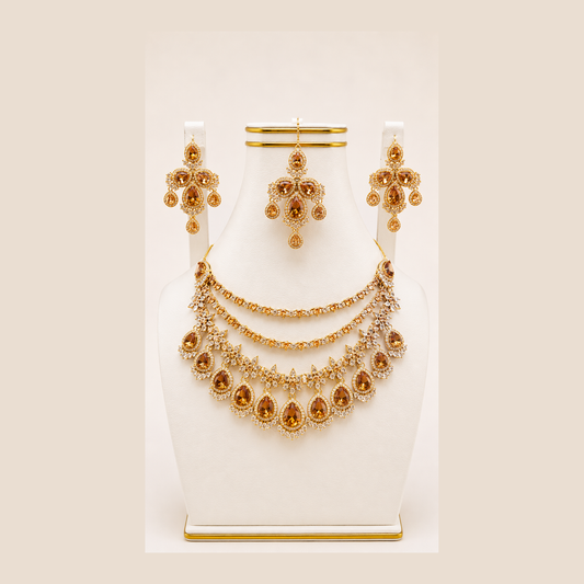 Champagne Topaz Bridal Necklace Set