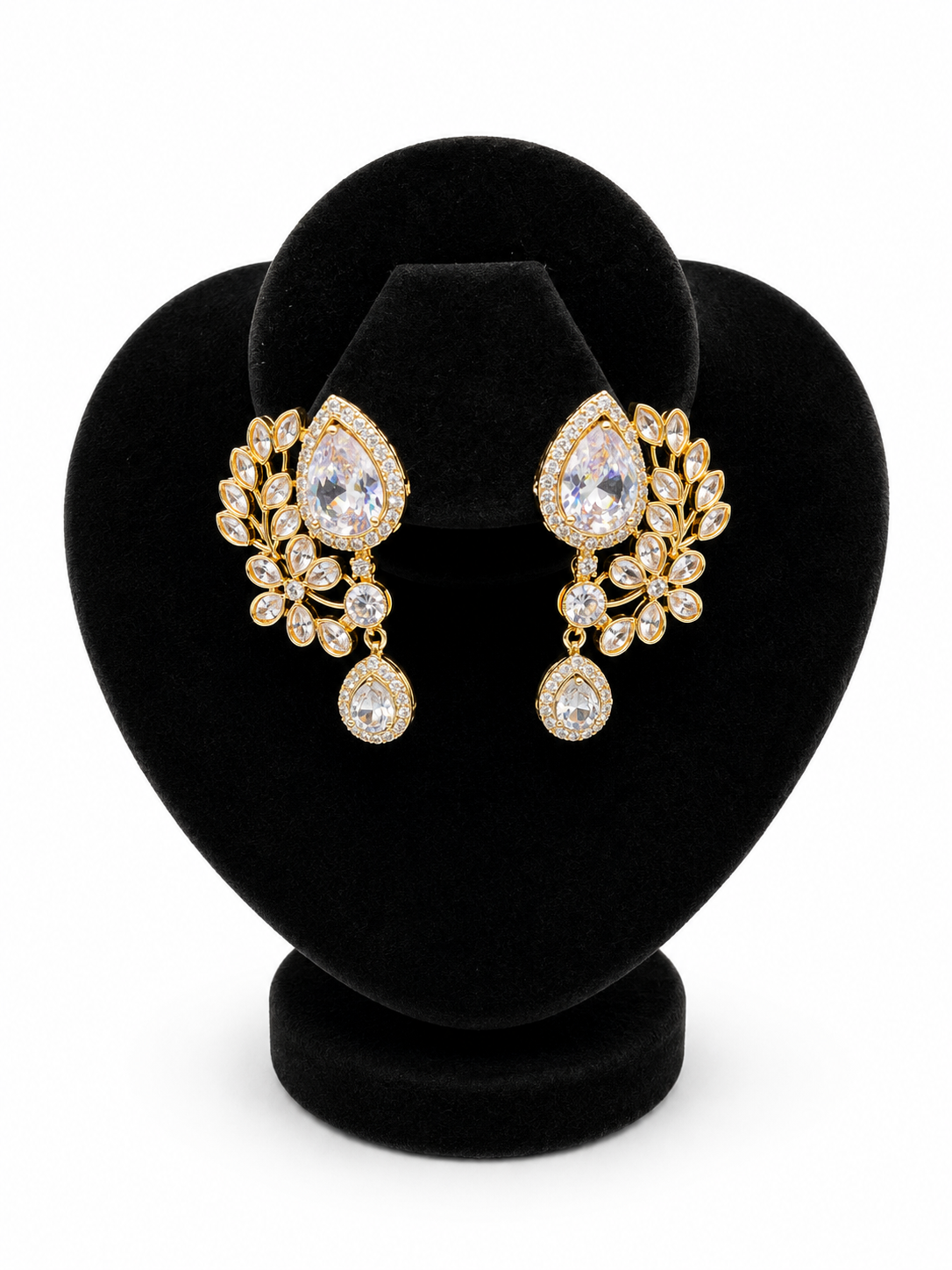 Crystal Radiance Leaf Spray Earrings