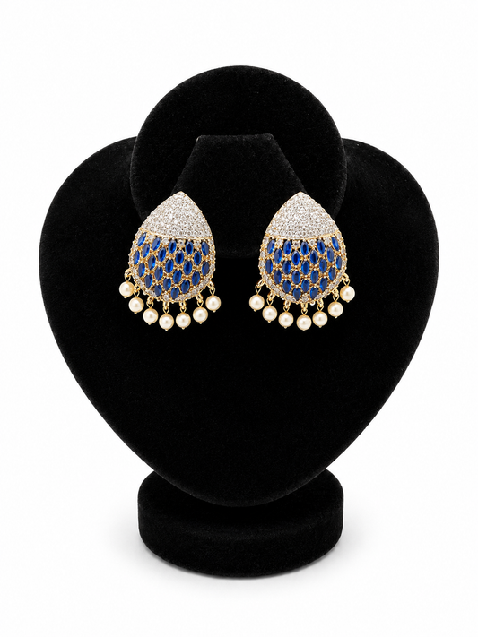 Sapphire Kundan Teardrop Jhumkis