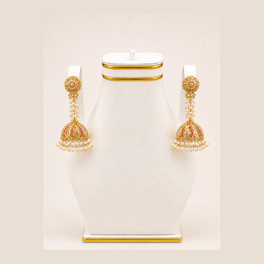 Golden Dome Jhumka Earrings