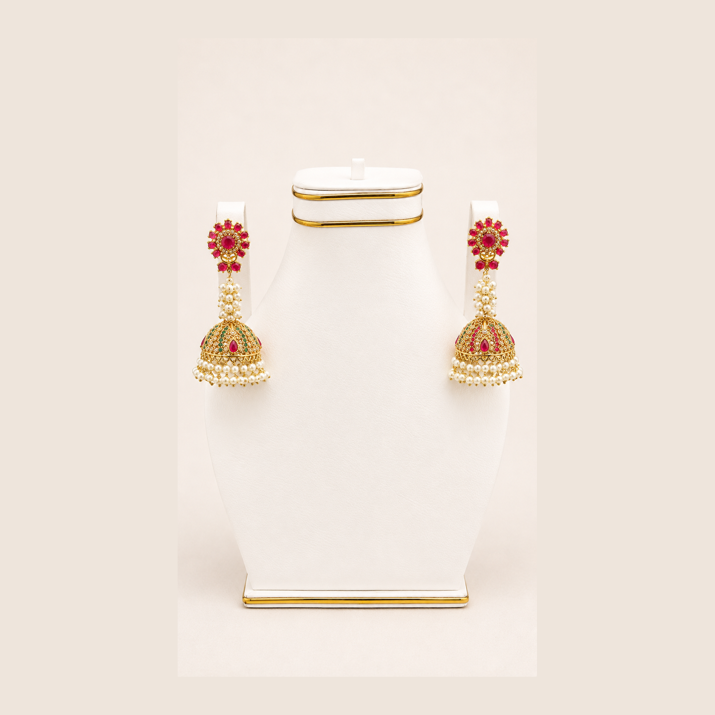 Ruby Red Jhumka Earrings