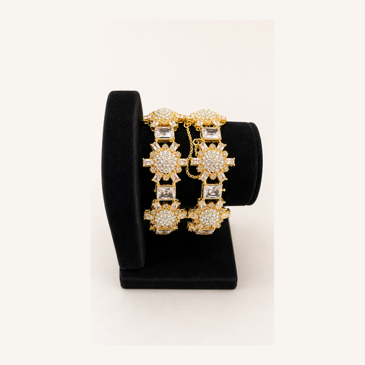Crystal Floral Bangle Set