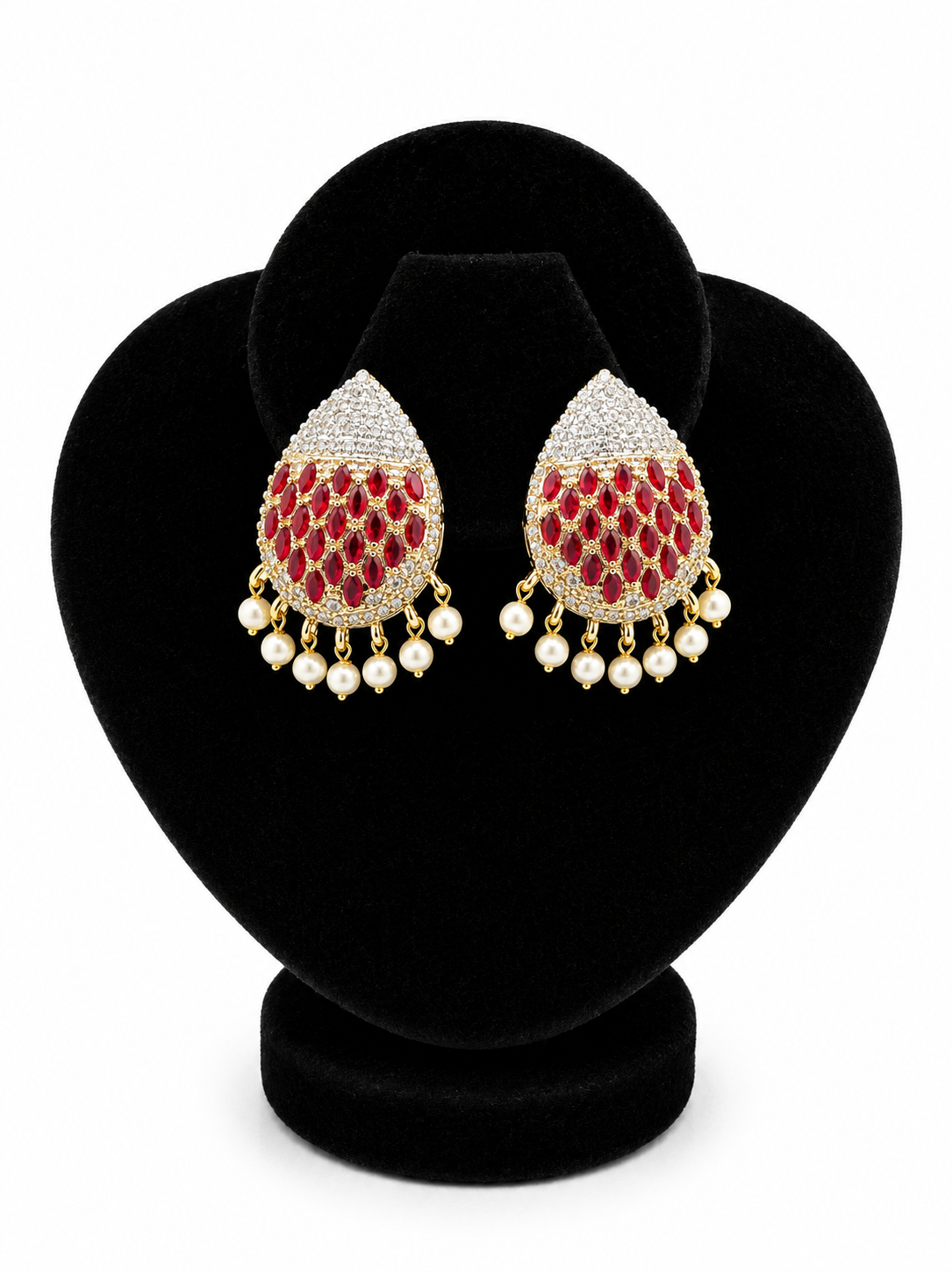 Maroon Kundan Teardrop Jhumkis