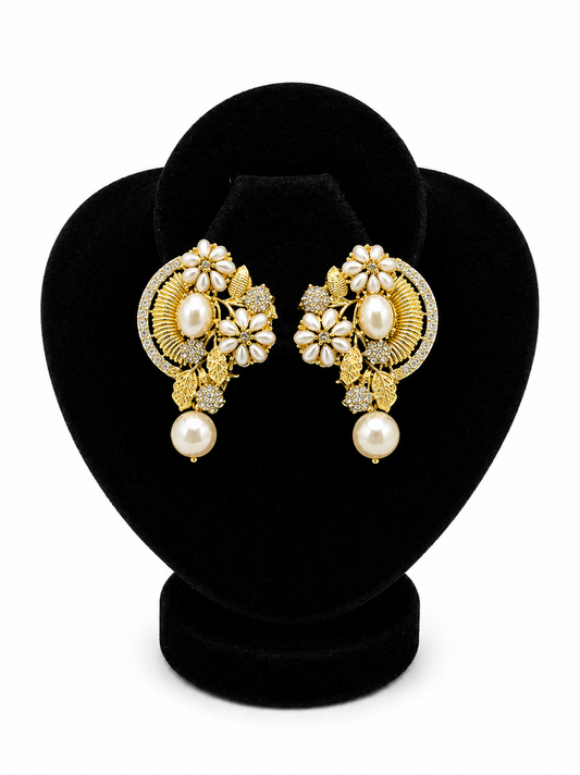 Ivory Pearl Floral Drop Earrings