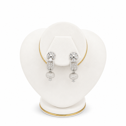 Clear Leaf Jhumka Earrings (Style II)