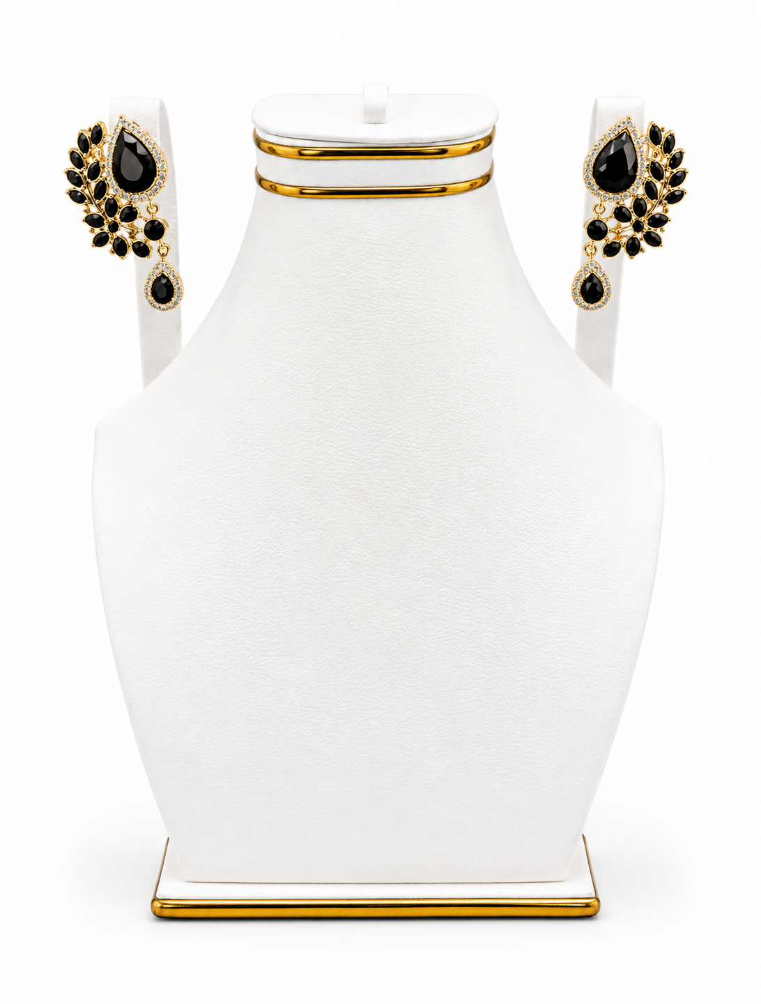 Onyx Leaf Spray Earrings