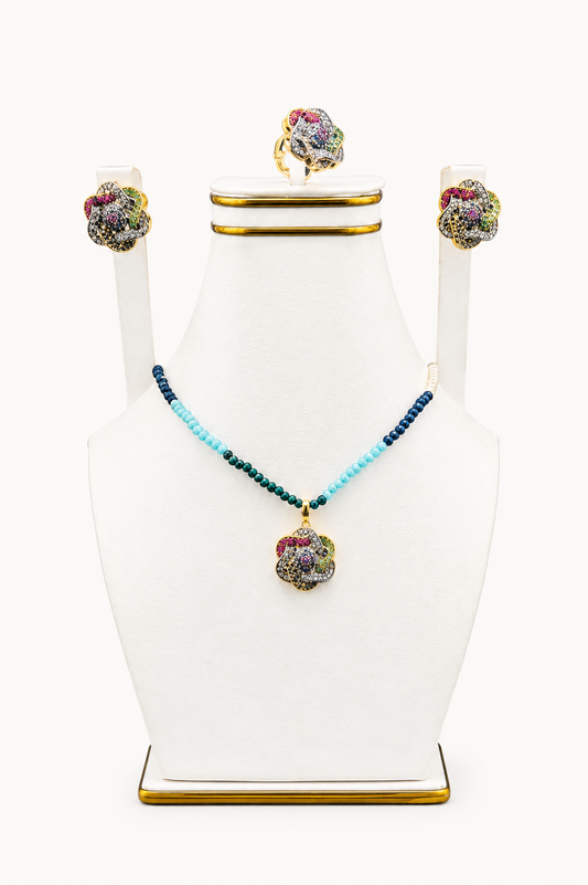 Jewel Tone Knot Pendant Set