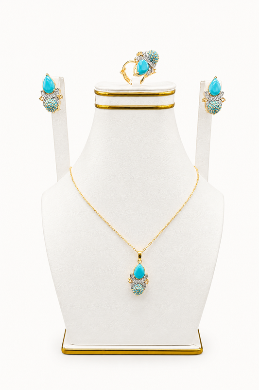 Turquoise Drop Pendant Set