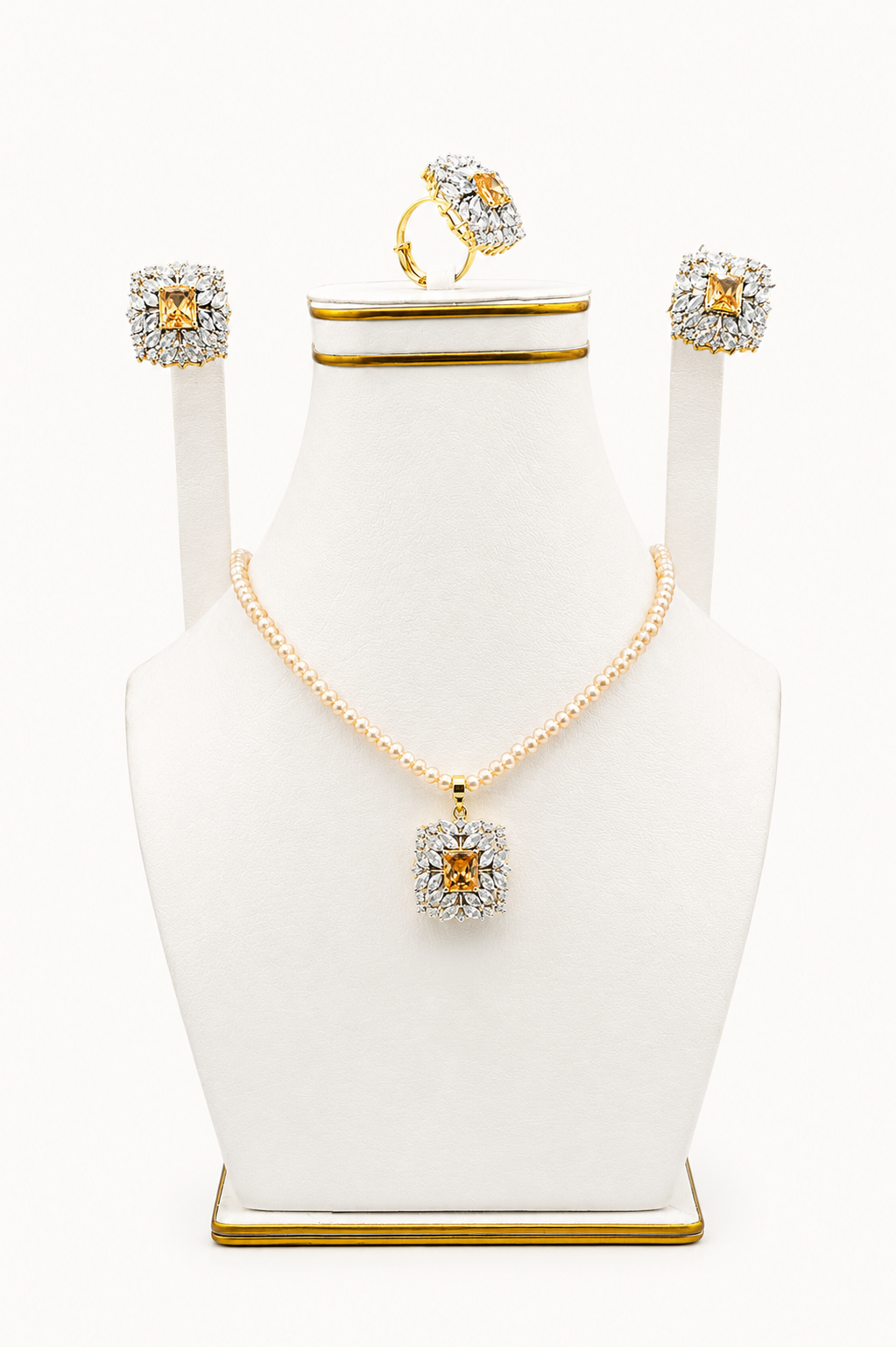 Citrine Pearl Necklace Set