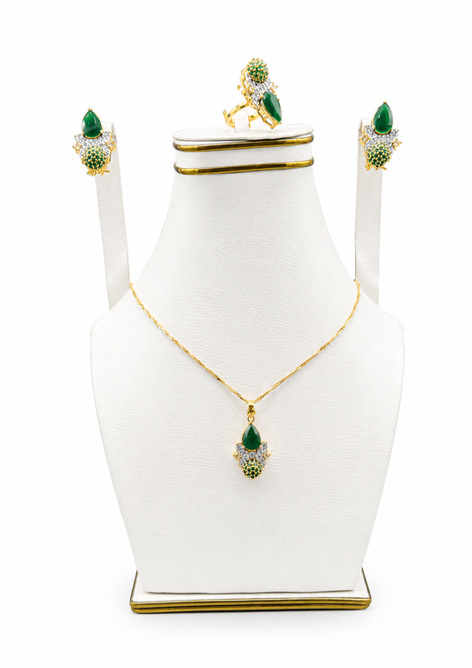 Emerald Drop Pendant Set