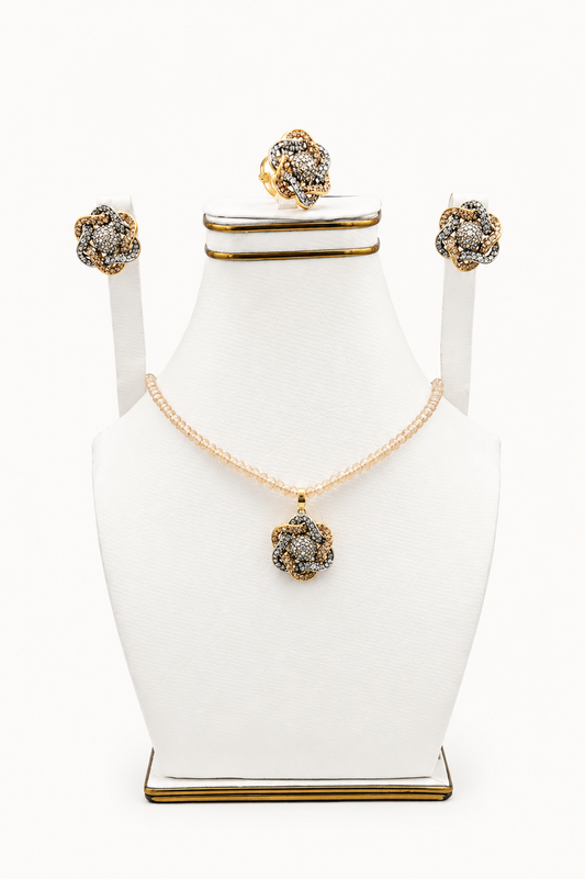 Golden Knot Beaded Pendant Set