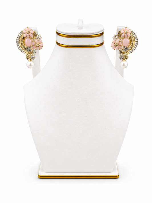Blush Floral Pearl Drop Earrings