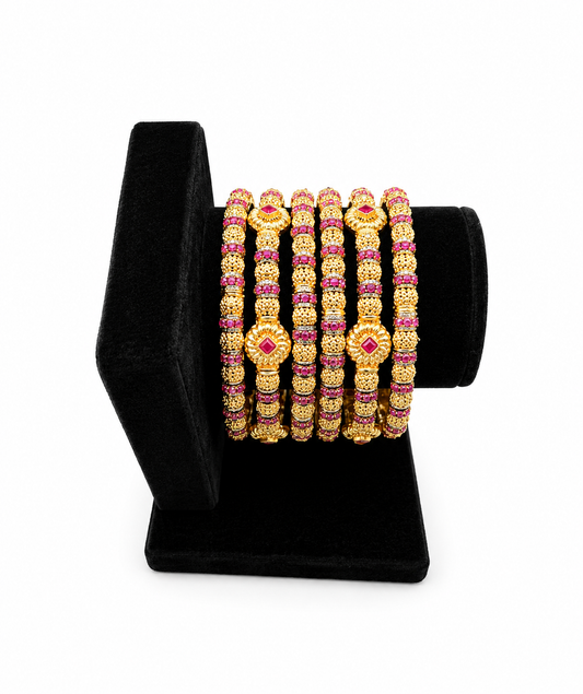 Ruby Filigree Bangle Stack (Set of 6)