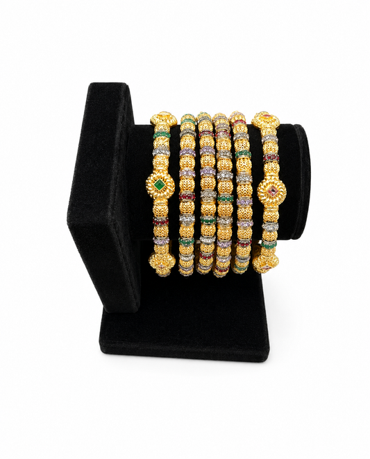 Jewel-Tone Multicolor Bangle Stack (Set of 6)