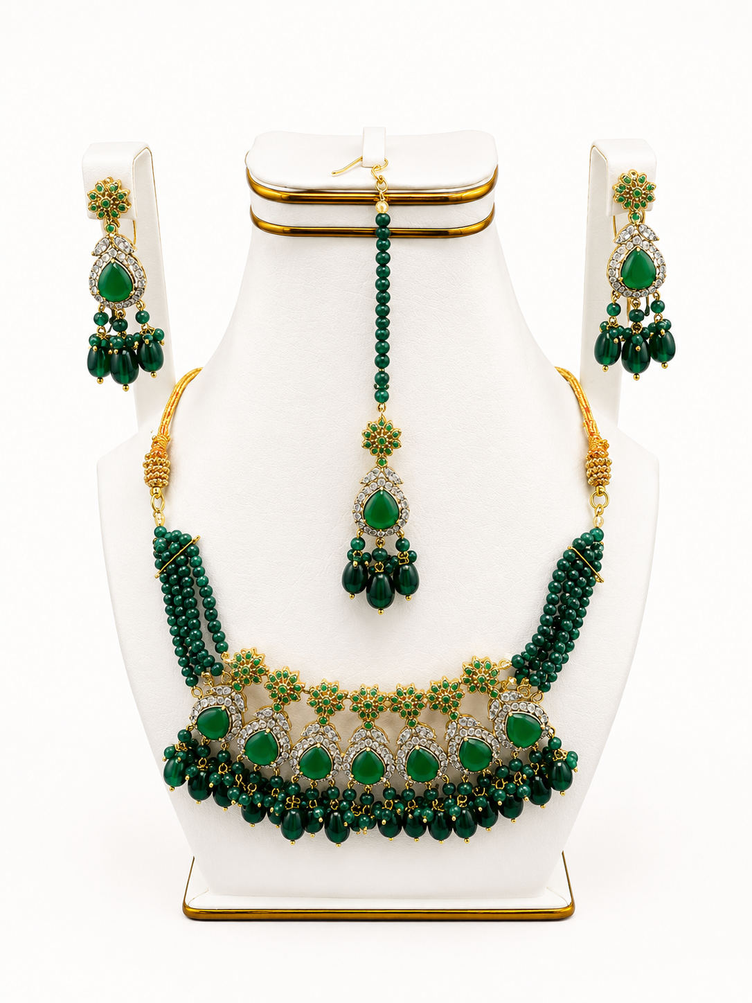 Emerald Bead Bridal Necklace Set (new)