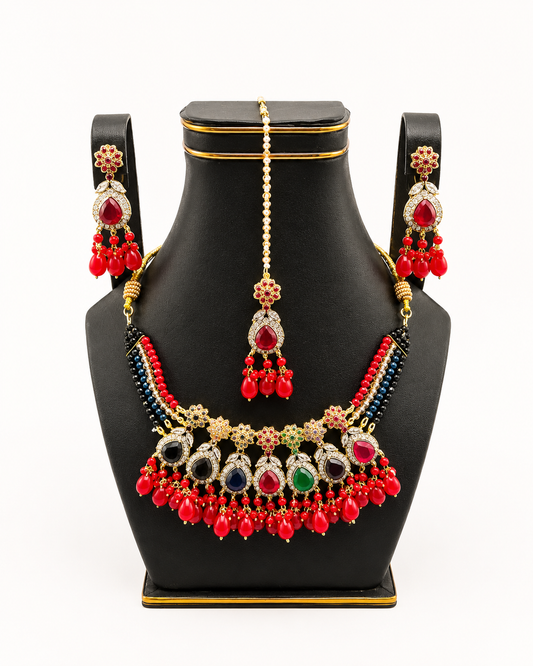 Jewel-Tone Multi-Gem Bridal Necklace Set