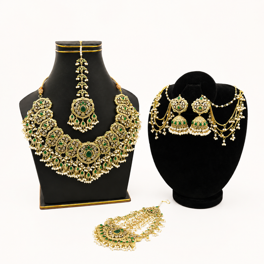 Classic Kundan Bridal Set – Green Zumar