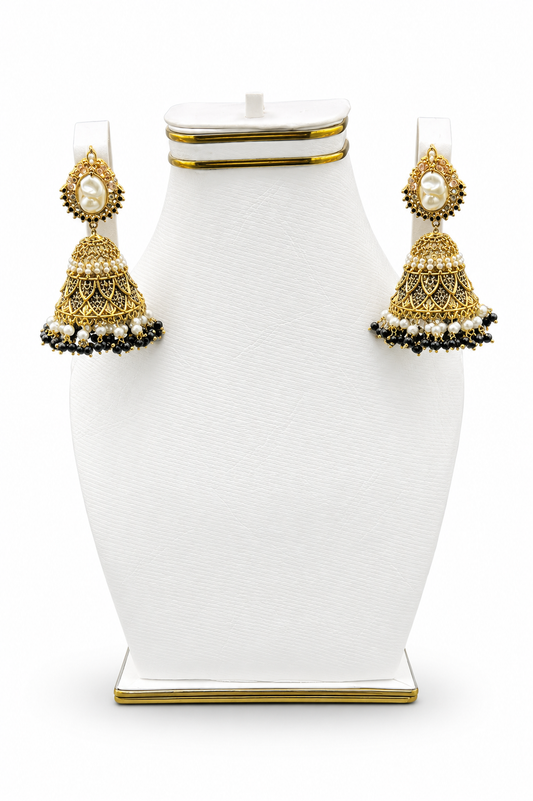 Beaded Fringe Jhumka Earrings