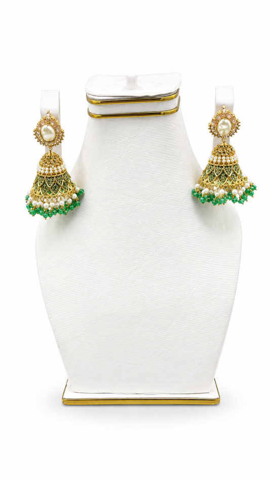 Beaded Fringe Jhumka Earrings