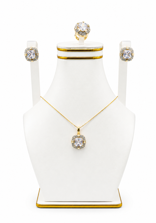 Emerald-Cut Halo Set