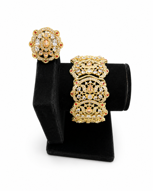 Champagne Topaz Cocktail Ring & Cuff Bangle Set