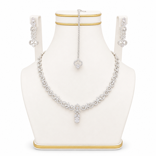 Crystal Vine Necklace Set with Drop Pendant