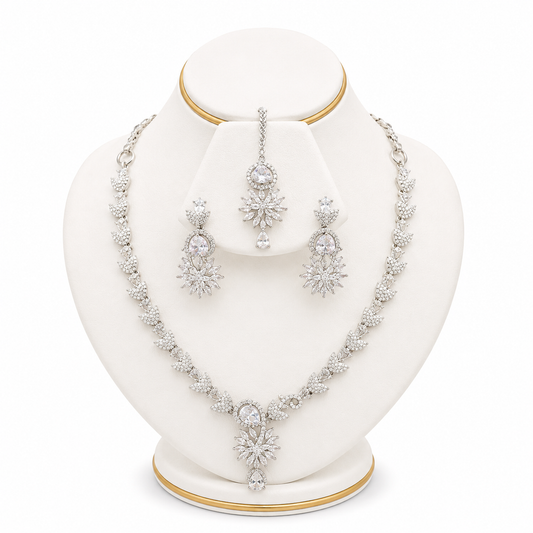 Golden Pearl Cascade Bridal Necklace Set