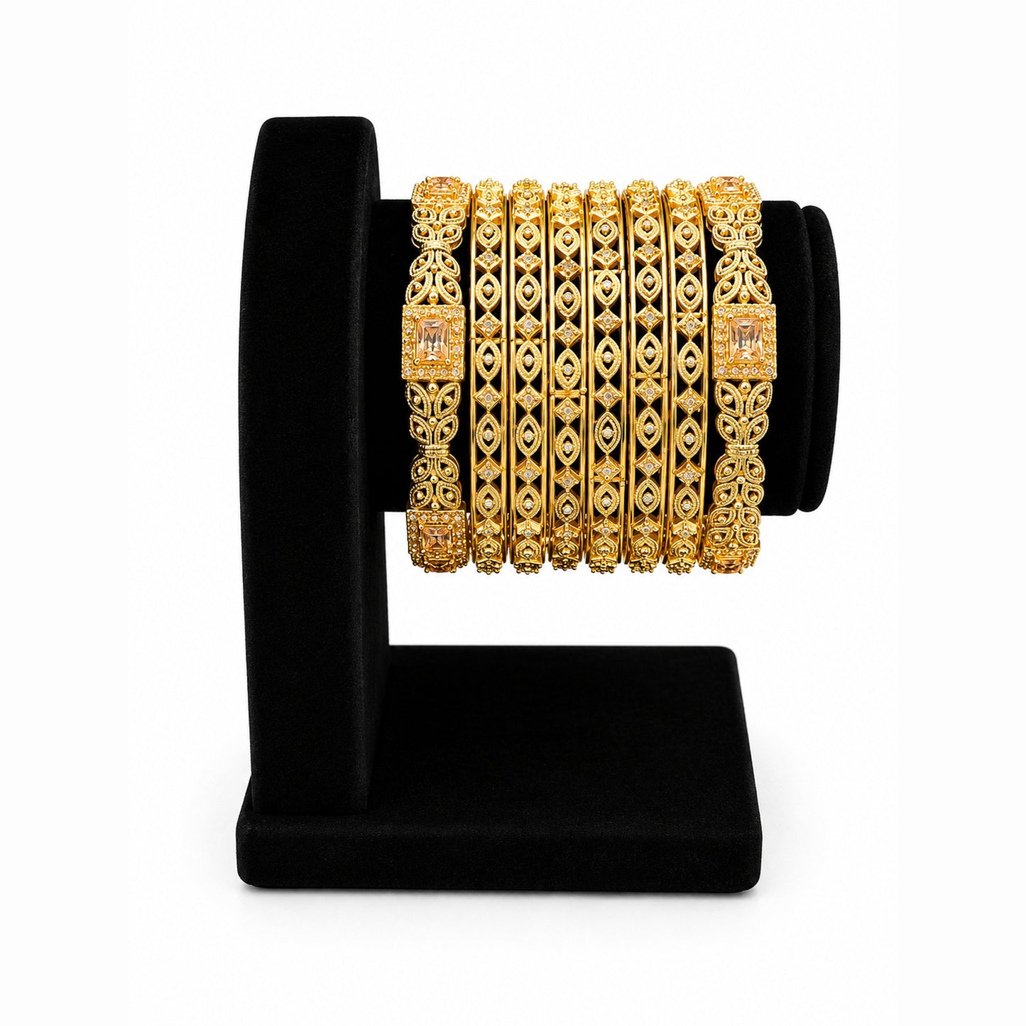 Champagne Diamond-Cut Bangle Set