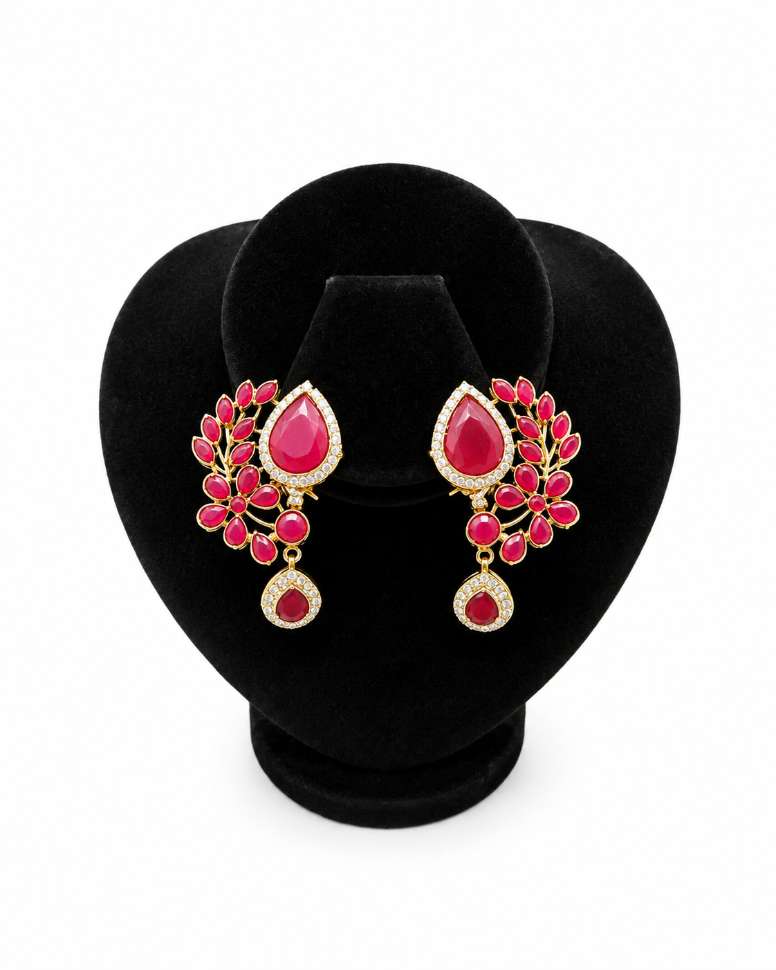 Ruby Floral Drop Earrings