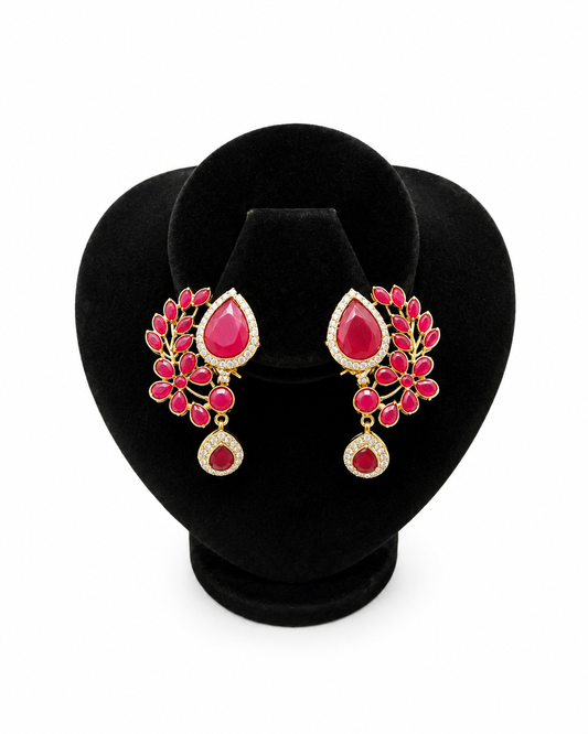 Ruby Floral Drop Earrings